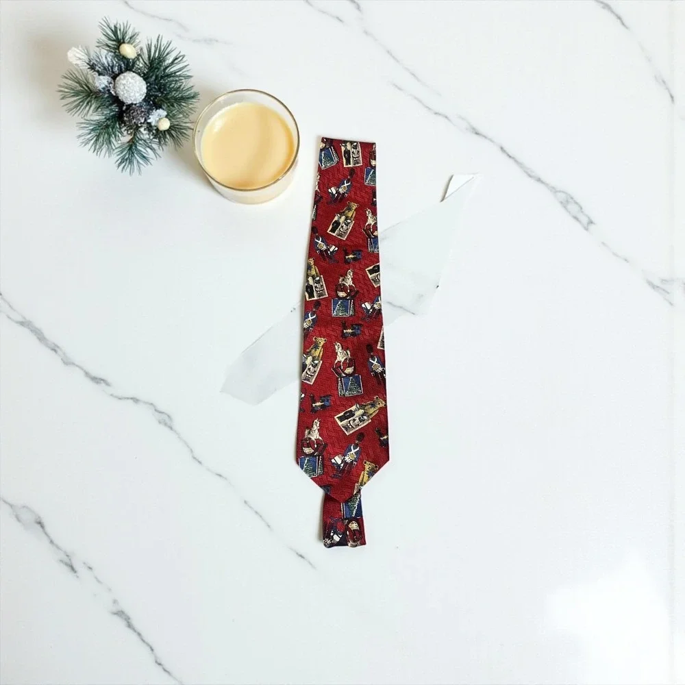 Boston Leader Novelty Necktie Red 100% Silk USA‎ Made Men's